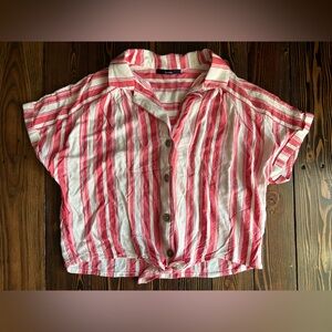 KIABI • striped button up crop cottagecore coastal seaside beach casual summer